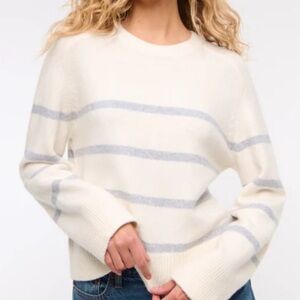 A&F Madeline Crew Sweater, XS, Cream Stripe